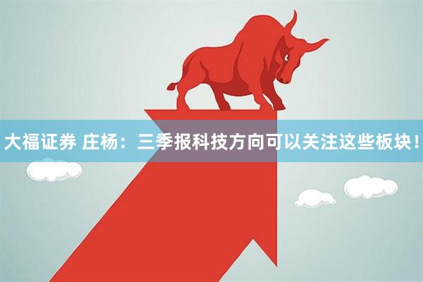 大福证券 庄杨：三季报科技方向可以关注这些板块！