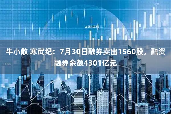 牛小散 寒武纪：7月30日融券卖出1560股，融资融券余额4301亿元